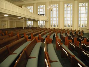 Curved pew upholstery