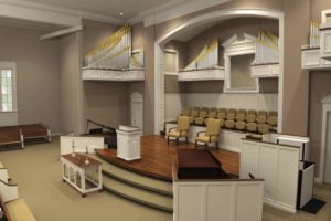 church interior 3d rendering