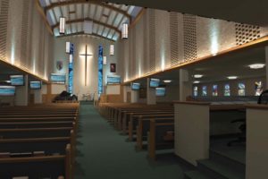 church interior 3d rendering