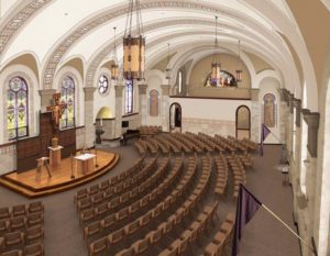 church interior 3d rendering
