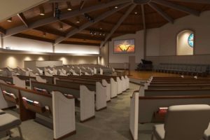 church interior 3d rendering